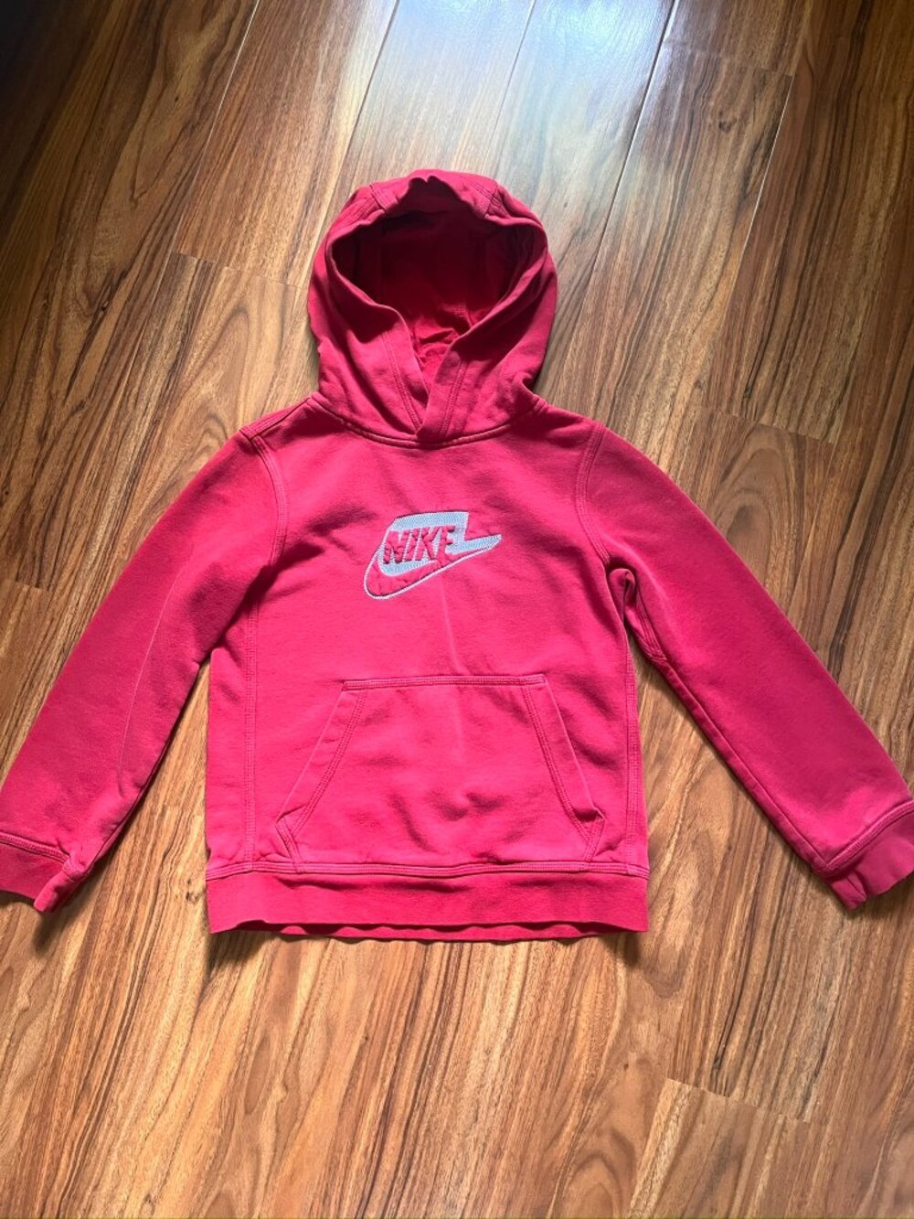 Nike Kids Hoodie Sweatshirt Red Cotton Blend Embroidered Logo S